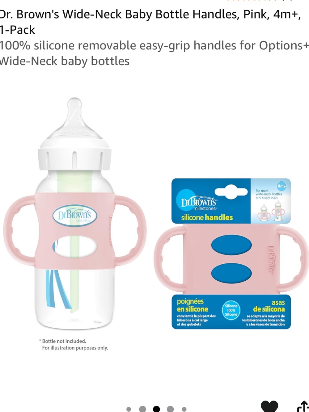 Dr. Browns Pink Silicone Wide-Neck Bottle Sleeve Handles